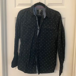 Navy long sleeve patterned shirt Sz M